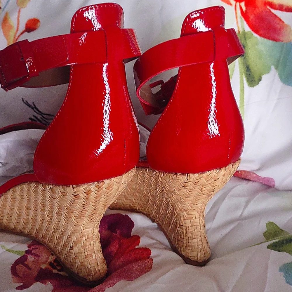 DONALD J PLINER ESPEDRILLE WEDGE SANDALS *🍅RED/NWOB - Picture 11 of 17